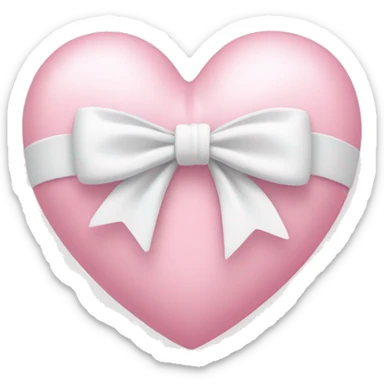 Pastel pink heart with white bow sticker