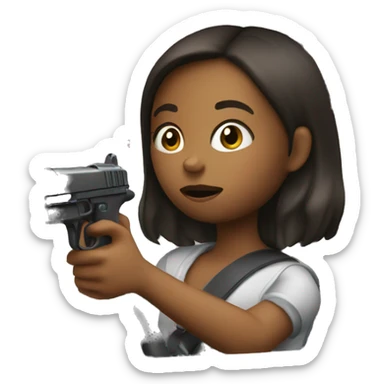 girl driving with toy gun sticker