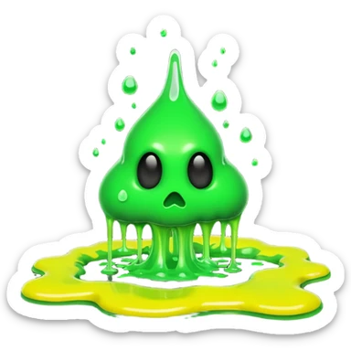 3D render of Green Ooze Puddle, toxic waste aesthetic, neon green bubbling liquid, caution yellow metal, industrial warning texture, . sticker