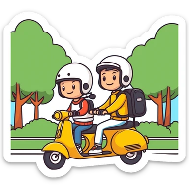 Couple on scooty, sunny day, Phuket roads  sticker