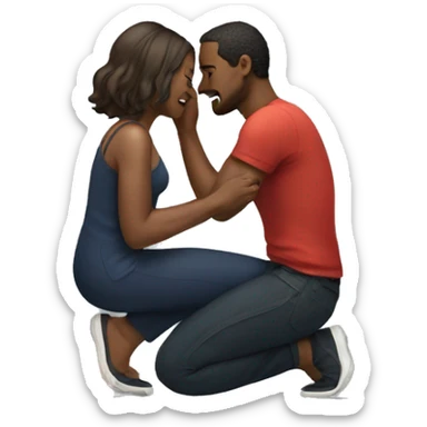 Man on his knees bowing to a woman sticker