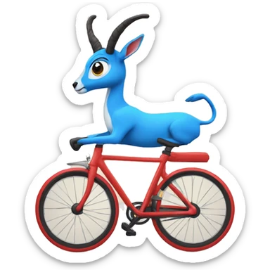 une gazelle bleue sur un velo rouge sticker