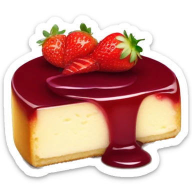 Cheese cake with strawberry and jam topping sticker