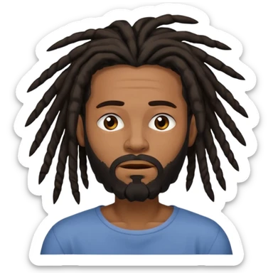 African American man with shoulder length black dreadlocks with black beard waking up out of bed sticker