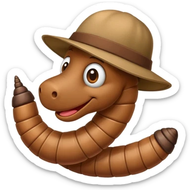 Worm wearing a hat sticker