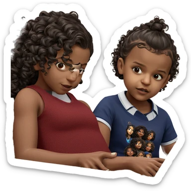 dark-skinned girls with curly hair sticker