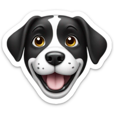 Happy Dog with one hanging ear, black white cute sticker