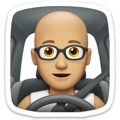 Bald man driving a car sticker