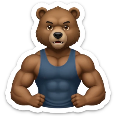 flexing black bear with tanktop sticker