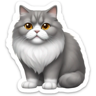 a fat grey and white persion cat with orangey brown eyes  sticker