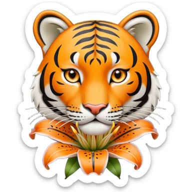 TIger outline tuning into a lily sticker