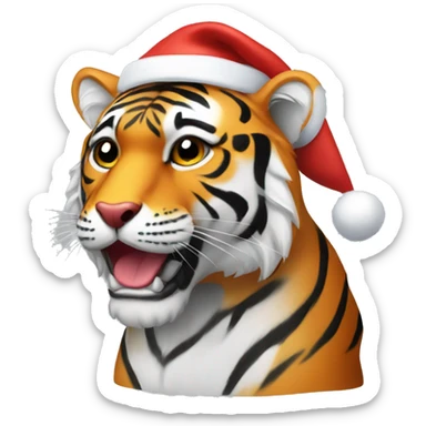 Tiger with Santa hat sticker