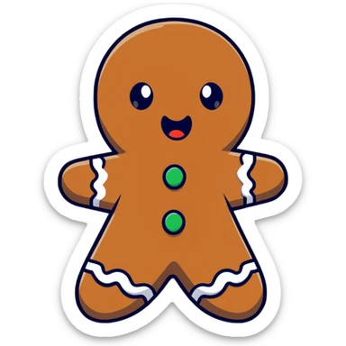 half-eaten gingerbread man with shocked expression sticker