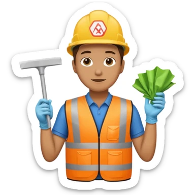 waste-management, safety vest, trash picker, cleaning up trash sticker