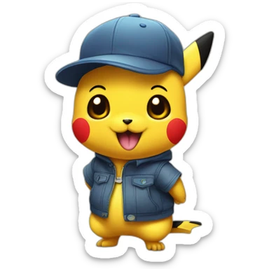 Pickachu avec une casquette qui fait un doigt d'honneur sticker