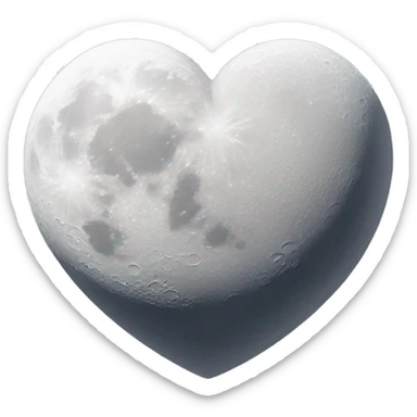 moon in white heart sticker