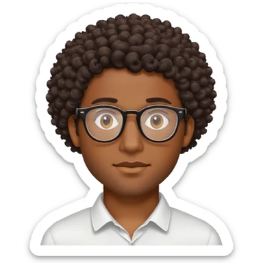 Black handsome guy with curly hair and glasses  sticker