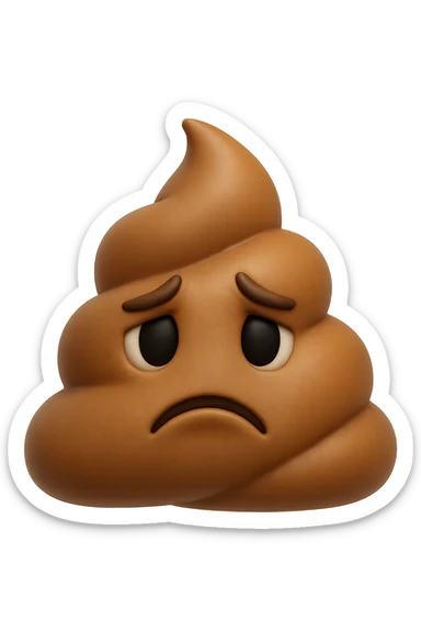 EMOJI STILE IPHONE 3D DI UNA MONTAGNETTA DI FECI A PALLINE CON ESPRESSIONE TRISTE, IPERREALISTICO 4K sticker