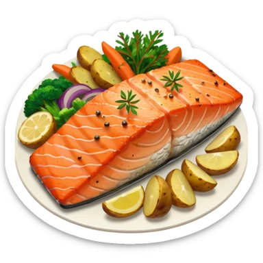 salmon veggies potatoes  sticker
