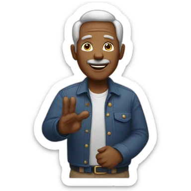 bold 55 years old man saying hi sticker