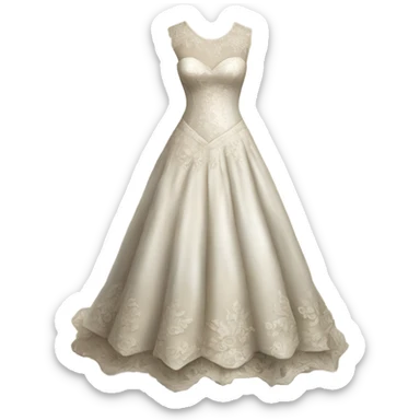 Hyper Realistic ornate 
Rustic Wedding dress displays sticker