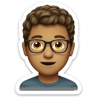 A brown-haired boy with glasses sticker