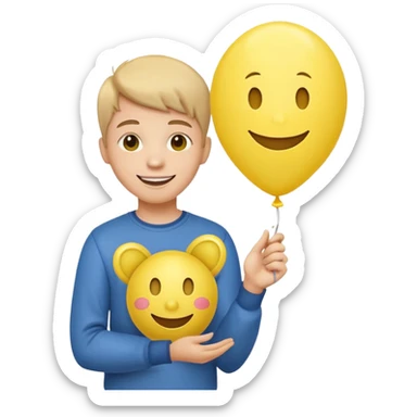 Teen with smiley-face balloon sticker