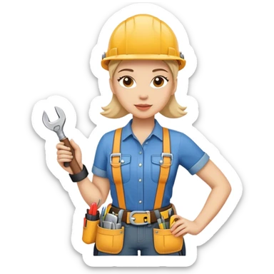 Woman wearing a tool belt sticker