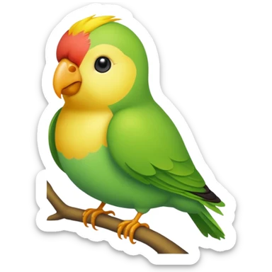 A love bird with color green and his head yellow sticker