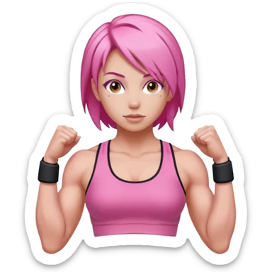 gym girl with pink hair sticker