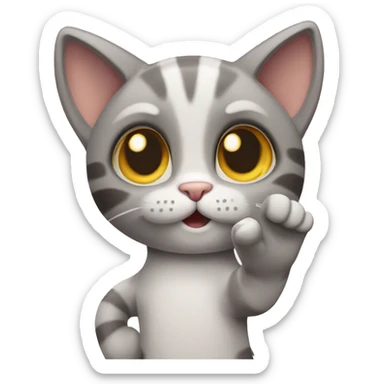 cat says bye and waves with paws sticker