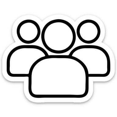 user management icon with multiple users, outlined, 24 by 24 px, 1 px stroke sticker