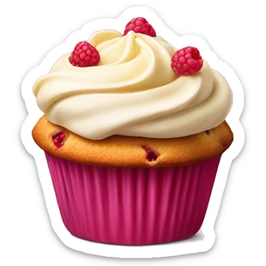 raspberry white chocolate muffin with  sticker