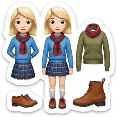sweater skirt saddle shoes bobby socks scarf sticker