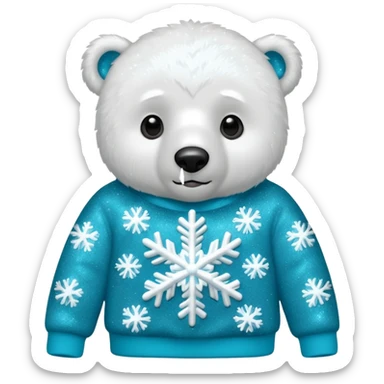 Glitter polar bear
with cyan snowflake on a black sweatshirt sticker
