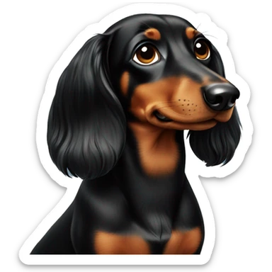 Dachshund black with long hair sticker