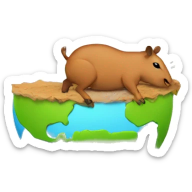 Earth being eaten by a capivara sticker