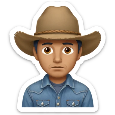 a cowboy with 1000 yard, stare sticker