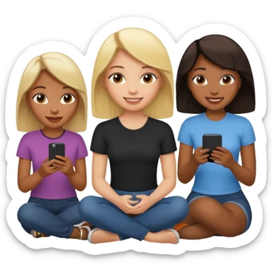 black woman with blonde hair and brunette friends sitting and chatting sticker