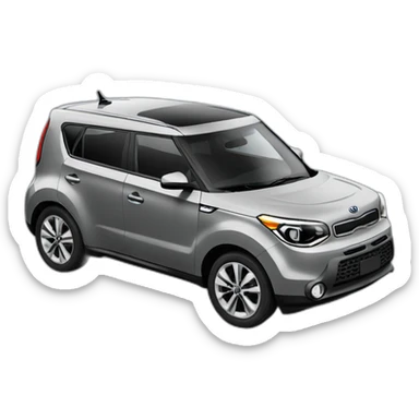 cartoon grey kia soul car isometry sticker