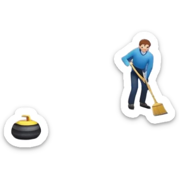 please, An icon featuring the curling rink, with its distinctive circles, and a vibrant crowd in the stands. Snowflakes fall outside the arena, and bright lights illuminate the ice. a curling stone sliding across the ice, with a broom nearby. Transparent background. sticker