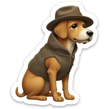 Dog wearing a coat hat and boots sticker