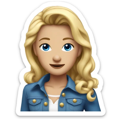 Cowgirl with blonde hair and Blue eyes in blue clothes  and that dances  sticker