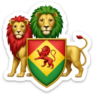Bob Marley heraldic crest with ethiopian lions and colors sticker