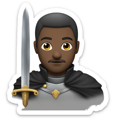 serious man with gray eyes with sword, its knight, he has scar on his lips sticker