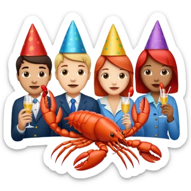 200 people eating lobster at a family party sticker