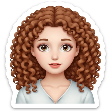 longer curly hair, and pretty withe makeup on giving clean girl vibes sticker