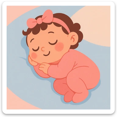 a baby girl peacefully sleeping, soft pastel colors, gentle lighting, delicate features sticker