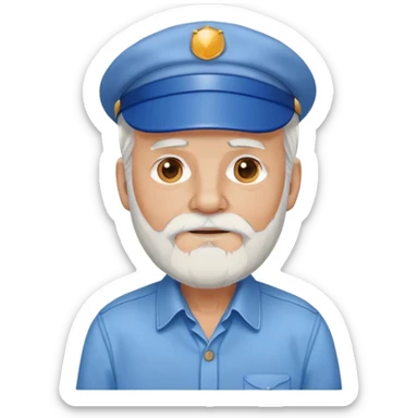 old man with white hair and white beard with blue visor and a blue button up shirt  sticker