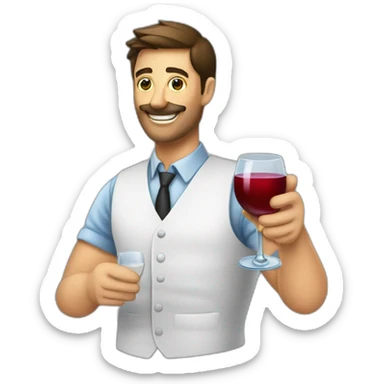 Barman con una copa con vino sticker